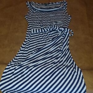 Spense Navy and White Midi Dress